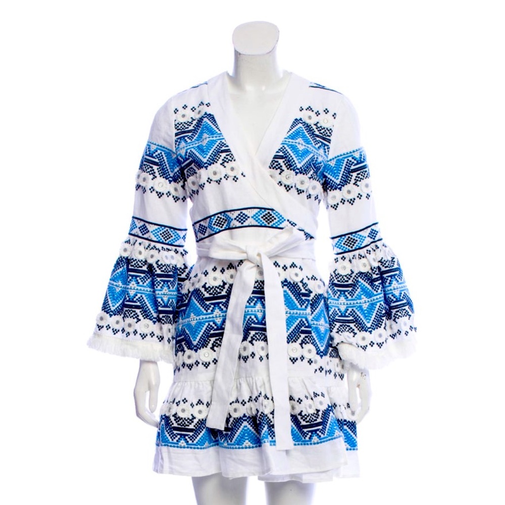 Alexis Cheryl Dress In Rich Embroidery blue small